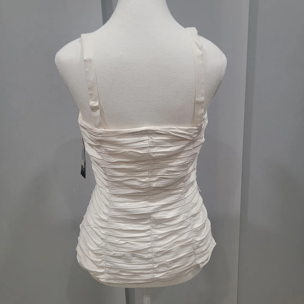 INC International Concepts White Ruched Camisole - Picture 4 of 5